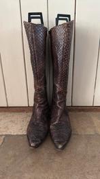 Vintage laarzen van slangenleer maat 38, Hoge laarzen, Bruin, Ophalen of Verzenden, Zo goed als nieuw