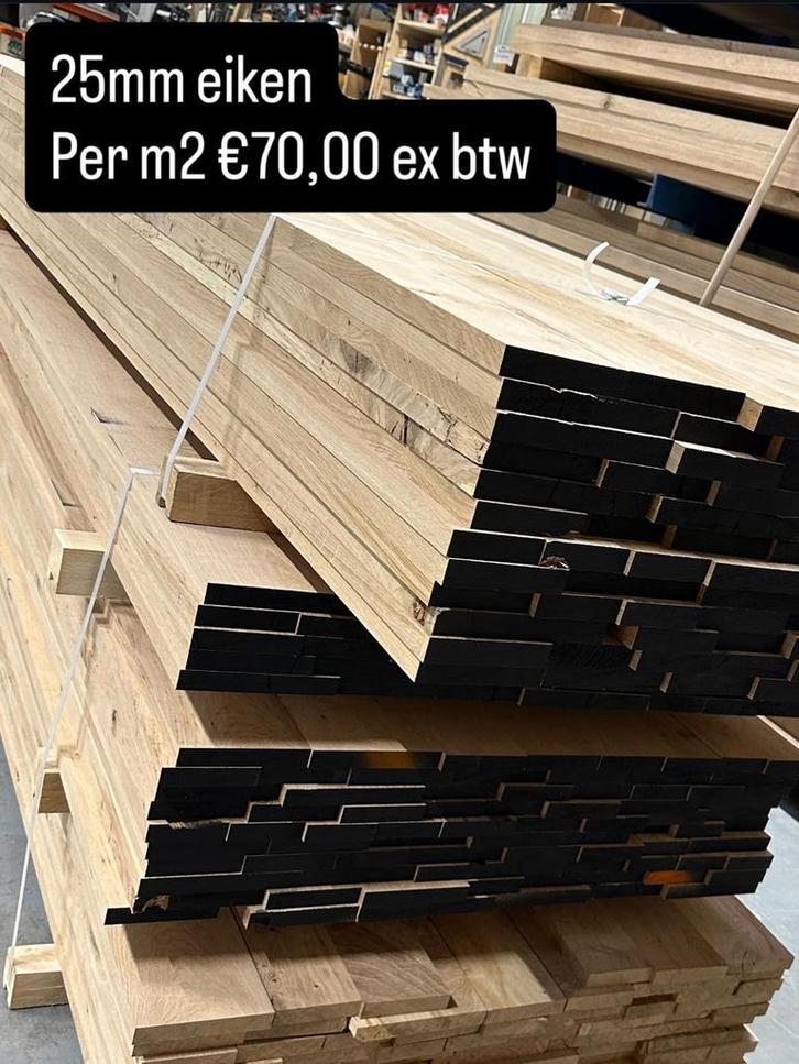 Eiken 25 en 49mm, Doe-het-zelf en Verbouw, Platen en Panelen, Zo goed als nieuw, Hout, Ophalen