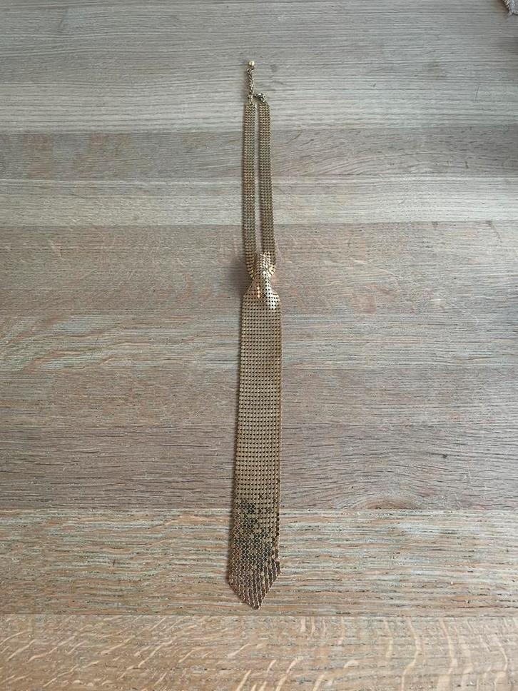 Prachtige vintage goudgaas ongemarkeerde stropdasketting, Sieraden, Tassen en Uiterlijk, Kettingen, Zo goed als nieuw, Overige materialen