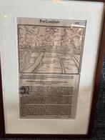 Antieke Gravures boek blad Leiden 16e eeuw dubbelzijdig, Ophalen of Verzenden
