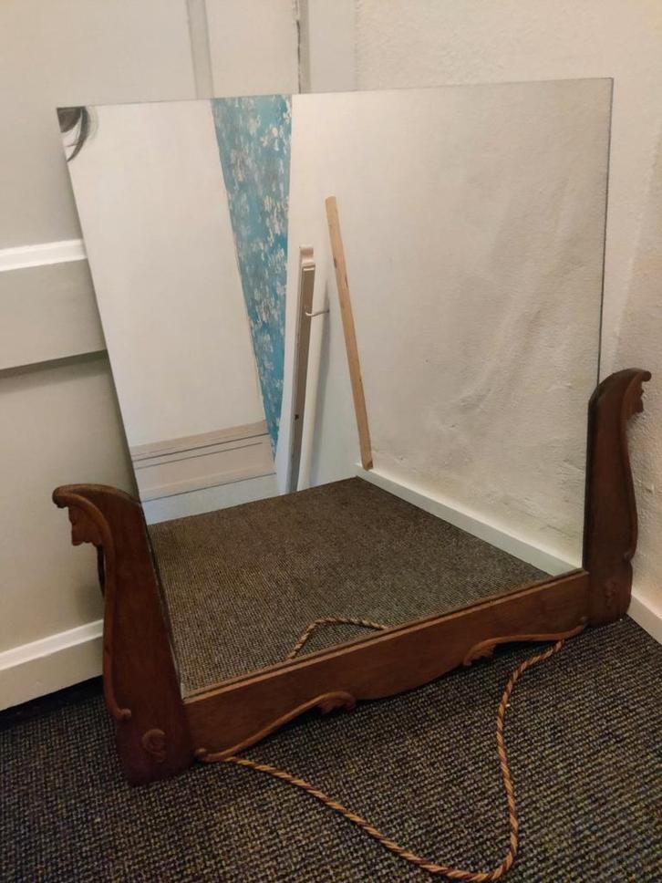 Prachtige antieke spiegel – hout gesneden frame – 29  30 cm, Antiek en Kunst, Antiek | Spiegels, Minder dan 100 cm, Rechthoekig