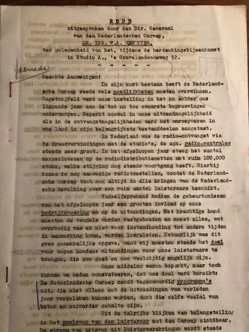 N.S.B. 04-03-1944 Ongepubliceerde rede omroepbaas Herweyer beschikbaar voor biedingen