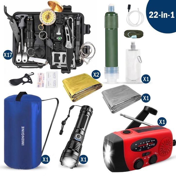 IMENGINE Noodpakket - 22 in 1 - Noodpakket Voor Thuis, Caravans en Kamperen, Camper-accessoires, Nieuw, Verzenden