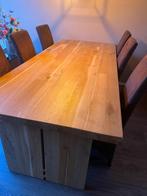 Eiken eettafel, Ophalen, Eikenhout, 200 cm of meer, 50 tot 100 cm