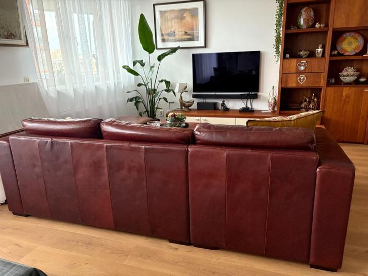 Hoekbank links, Huis en Inrichting, Banken | Bankstellen, Gebruikt, Hoekbank, Driepersoons, 200 tot 250 cm, 125 tot 150 cm, Leer