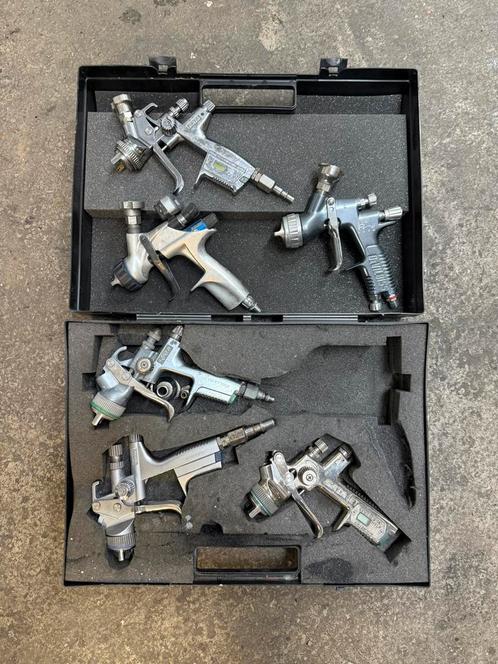 Partij Spuitpistolen te koop. Sata, Devilbiss Dv1, Doe-het-zelf en Verbouw, Schildersmaterialen, Gebruikt, Verfspuit of Verfpomp