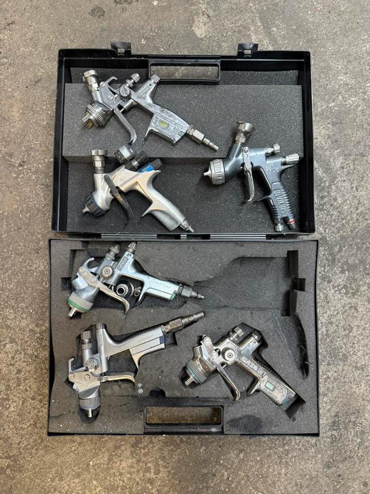 Partij Spuitpistolen te koop. Sata, Devilbiss Dv1, Doe-het-zelf en Verbouw, Schildersmaterialen, Gebruikt, Verfspuit of Verfpomp