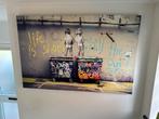 Banksy canvas Life is Short, Ophalen of Verzenden, Zo goed als nieuw, Schilderij, 75 cm of meer