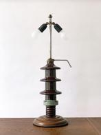 Vintage grote tafellamp vloerlamp lamp brutalist steampunk, Steampunk, industrieel, brutalist, Gebruikt, Hout, Ophalen of Verzenden
