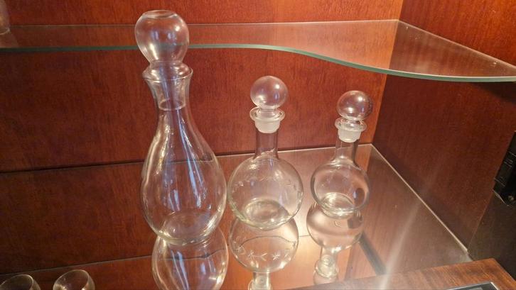 3 Glazen Karaffen met Stop, Antiek en Kunst, Antiek | Glas en Kristal, Ophalen of Verzenden