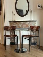 bistrotafel ronde eettafel glas chromelook, Huis en Inrichting, Tafels | Eettafels, Ophalen, 50 tot 100 cm, Rond, Tot twee personen