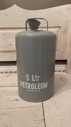 Grijze oude petroleum kan 5 liter, Antiek en Kunst, Antiek | Emaille, Ophalen of Verzenden