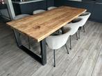Eetkamertafel mangohout stalen u poten 240x100, Ophalen, Gebruikt, 100 tot 150 cm, 200 cm of meer