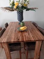 Teak houten bartafel en stoelen Cabana Loom., Huis en Inrichting, Ophalen, Gebruikt, Past in ieder interieur., 4 tot 6 stoelen