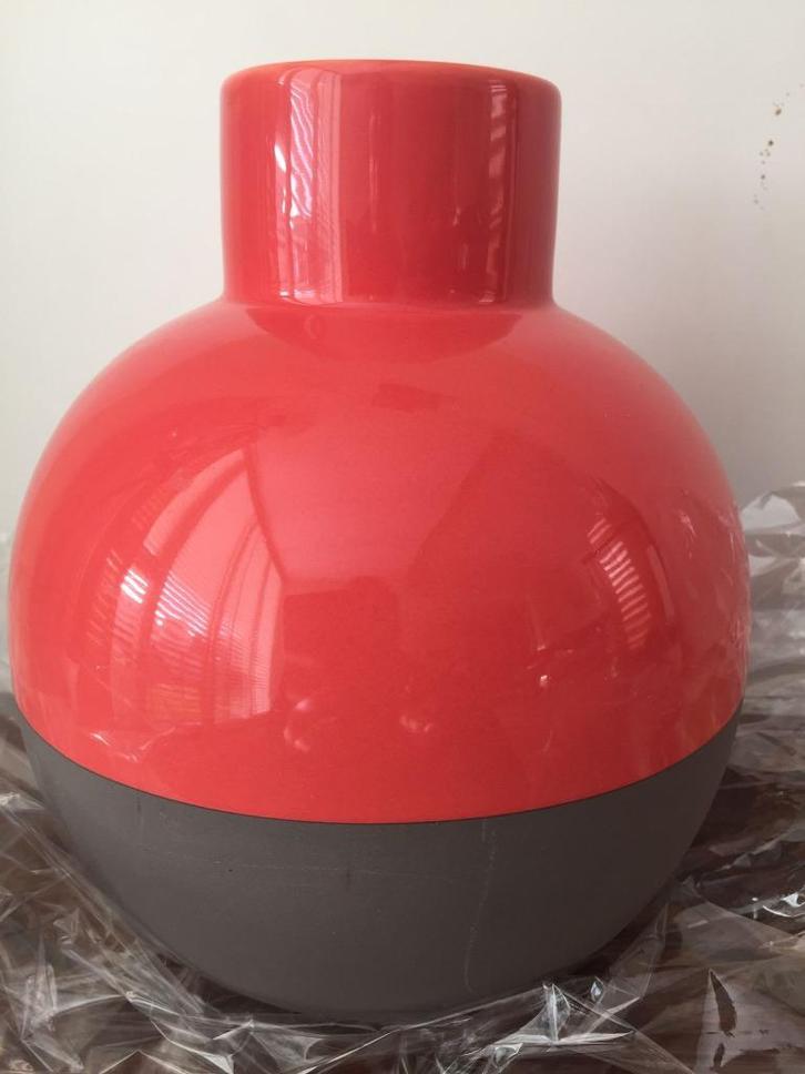Vaas Keramisch deel oranje deel grijs/bruin, Huis en Inrichting, Woonaccessoires | Vazen, Zo goed als nieuw, Oranje, Minder dan 50 cm