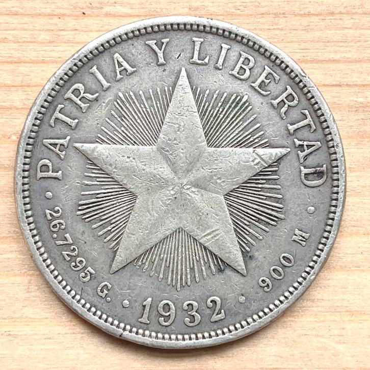 Cuba 1 Peso 1932 zilver, Postzegels en Munten, Munten | Amerika, Noord-Amerika, Ophalen of Verzenden