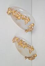 Set 2 Vintage wandlampen Murano glas goud bloem ’70 Italy