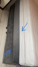 GRATIS Gestoffeerd velvet grijs boxspring matras, Ophalen, Gebruikt, Tweepersoons, 200 cm