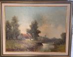 Boerderij .landschap kleuren .breedte 94 hoogte 75., Antiek en Kunst, Kunst | Schilderijen | Klassiek, Ophalen