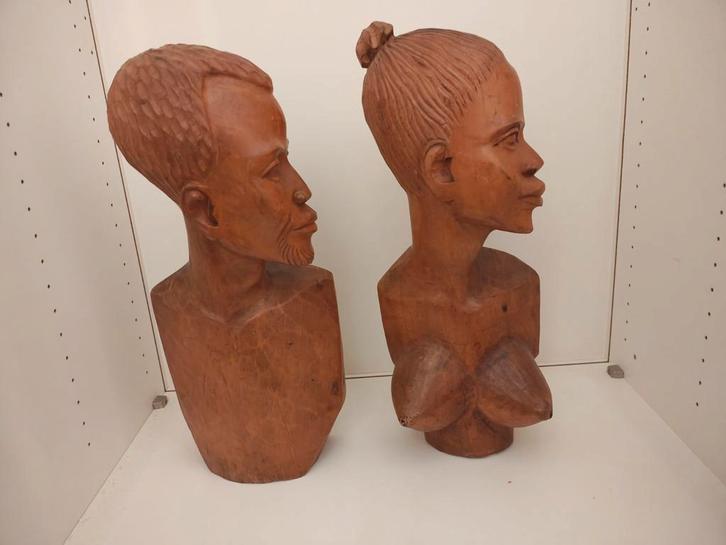 Afrikaanse Houtsnijwerk Beelden - Set van Twee, Antiek en Kunst, Kunst | Beelden en Houtsnijwerken, Ophalen