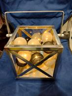 Twee sfeervolle lantaarns met glas, 25 tot 50 cm, Ophalen of Verzenden, Zo goed als nieuw, Metaal