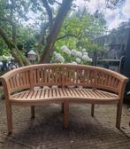 gebogen tuinbank/bananenbank van teak zware kwaliteit ZGAN, Ophalen, Zo goed als nieuw, Teakhout