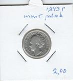 25 Cent1943pp, Postzegels en Munten, Munten | Nederland, Zilver, 25 cent, Ophalen of Verzenden, Koningin Wilhelmina