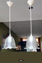 2 Vintage Franse glazen gravure lamp hanglamp jaren 70, Ophalen of Verzenden, Zo goed als nieuw, Glas, Minder dan 50 cm
