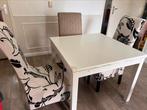 Eettafel wit uitschuifbaar 90x90 of 90x168.5, Ophalen, 4 zitplaatsen, Gebruikt, Eettafel