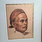 Indonesië portret batik antiek of vintage, Antiek en Kunst, Ophalen of Verzenden