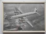 KLM ingelijste poster illustator Van Heusden  jaren '50, Ophalen of Verzenden, Gebruikt, Kaart, Foto of Prent