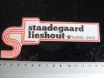 ruit sticker staadegaard lieshout logo, Verzenden, Zo goed als nieuw, Bedrijf of Vereniging