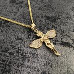 14k gouden ketting met engel hanger, Ophalen of Verzenden, Nieuw, Goud