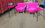 2x fauteuils roze grijs €75,=PERSTUK, Ophalen of Verzenden, Zo goed als nieuw, 75 tot 100 cm, 50 tot 75 cm