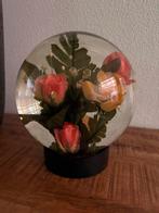 Vintage glazen bol met kunstbloemen, Antiek en Kunst, Ophalen of Verzenden