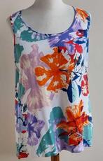 Super mooie witte top met gekleurde prints mt. 46, Zonder mouw, Ophalen of Verzenden, Onbekend, Wit