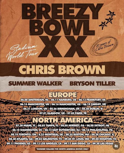 Chris Brown - Breezy Bowl XX - 2x Golden Circle Links, Tickets en Kaartjes, Concerten | R&B en Hiphop, Twee personen, Juni