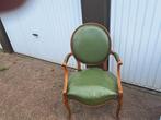 Leren markies fauteuil, Huis en Inrichting, Ophalen, Gebruikt, Hout