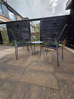 Antraciet/zwart tuinzitje, Ophalen, Gebruikt, Bijzettafel, 2 zitplaatsen