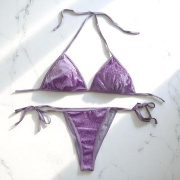 2 delige glitter bikini lilapaars L beschikbaar voor biedingen
