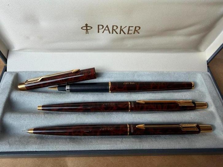 Parker Pennenset met Opdruk Jan Bol, Verzamelen, Pennenverzamelingen, Zo goed als nieuw, Met doosje, Ophalen of Verzenden