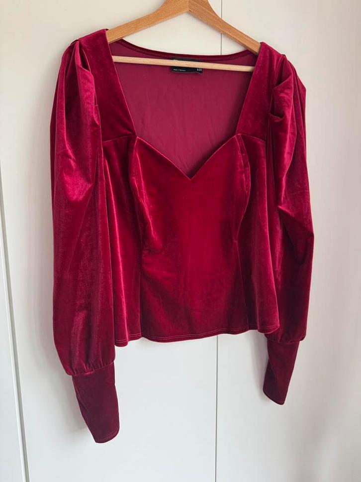 Grote maat bordeauxrood top pofmouwen Asos Curve UK 18, Kleding | Dames, Grote Maten, Zo goed als nieuw, Blouse of Tuniek, Rood