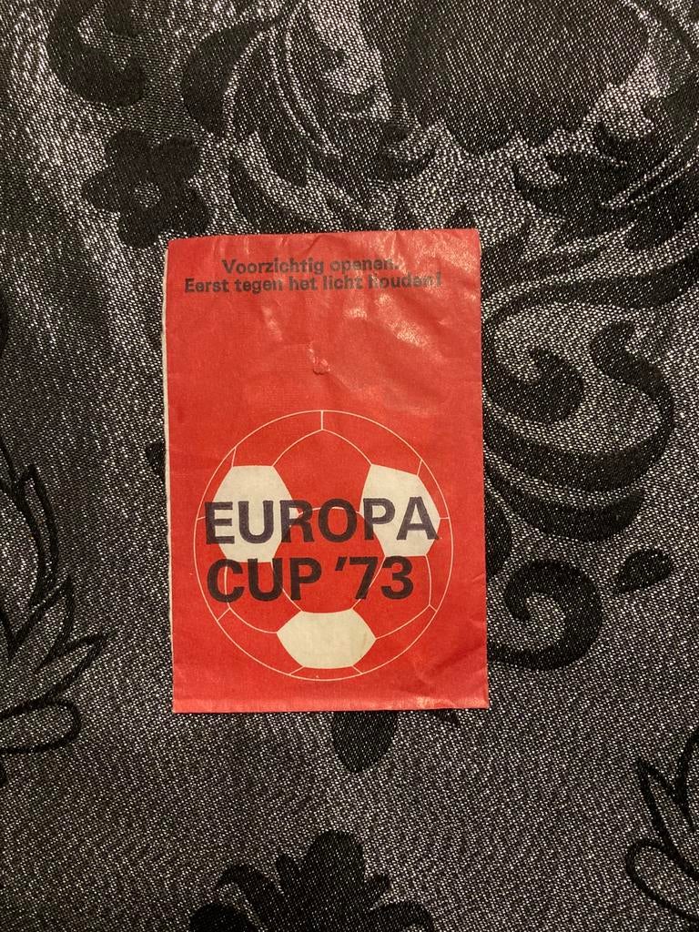 DICHT ZAKJE EUROPA CUP’73 UITGAVE SRV, Ophalen of Verzenden, Zo goed als nieuw, Overige binnenlandse clubs, Poster, Plaatje of Sticker
