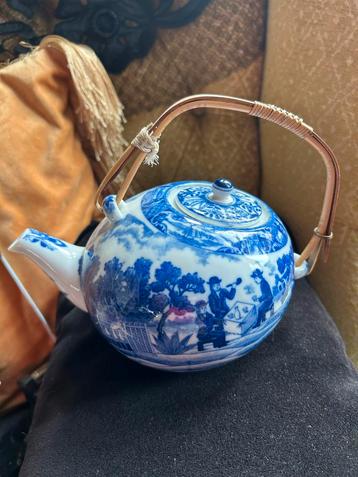 Blauw Wit Transferware Theepot Engels teadrinker nederlands beschikbaar voor biedingen