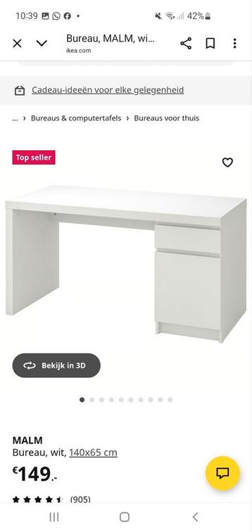 GEZOCHT ikea malm bureau WIT - afbeelding 1