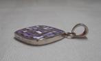 Zilveren hanger met paarse mozaiek nr.583, Verzenden, Zo goed als nieuw, Zilver, Zilver