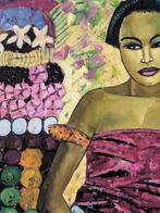Supermooi groot Balinees schilderij Indonesische Schoonheid, Antiek en Kunst, Ophalen