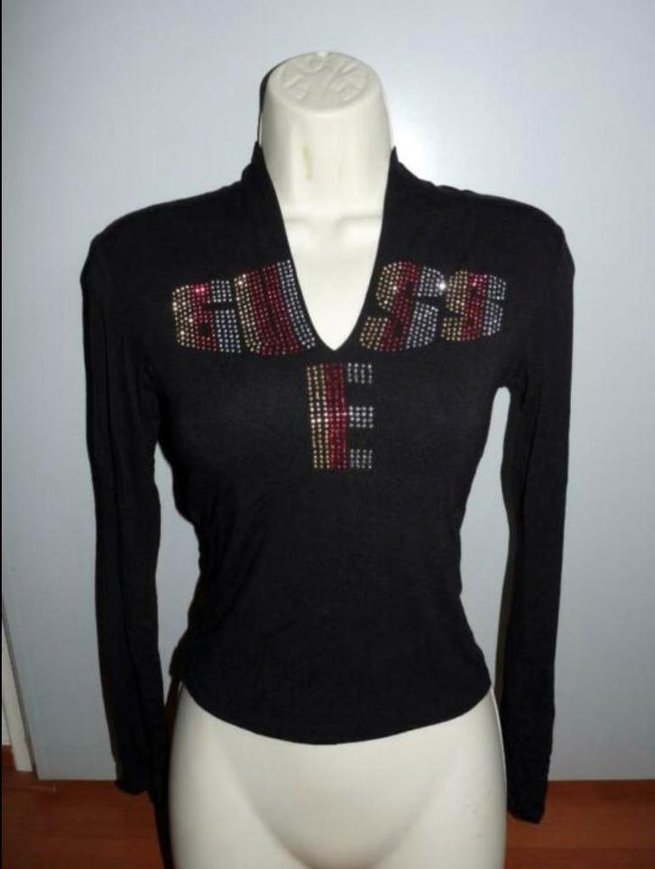Letterlijk schitterende viscose top van Guess - NIEUW, Kleding | Dames, Tops, Nieuw, Maat 36 (S), Zwart, Lange mouw, Ophalen of Verzenden