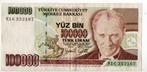 Turkije 100000 Lira 1970, Postzegels en Munten, Bankbiljetten | Europa | Niet-Eurobiljetten, Verzenden, Overige landen, Los biljet