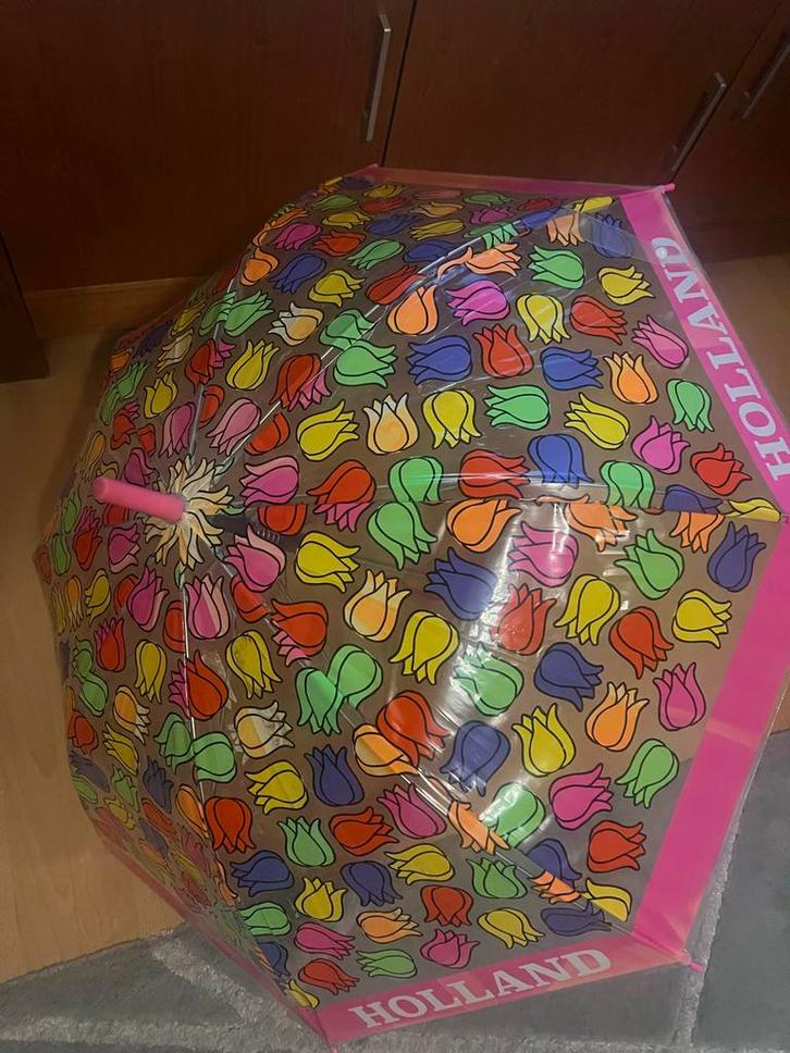 Roze Paraplu met Vrolijke Print, Sieraden, Tassen en Uiterlijk, Paraplu's, Gebruikt, Roze, Ophalen